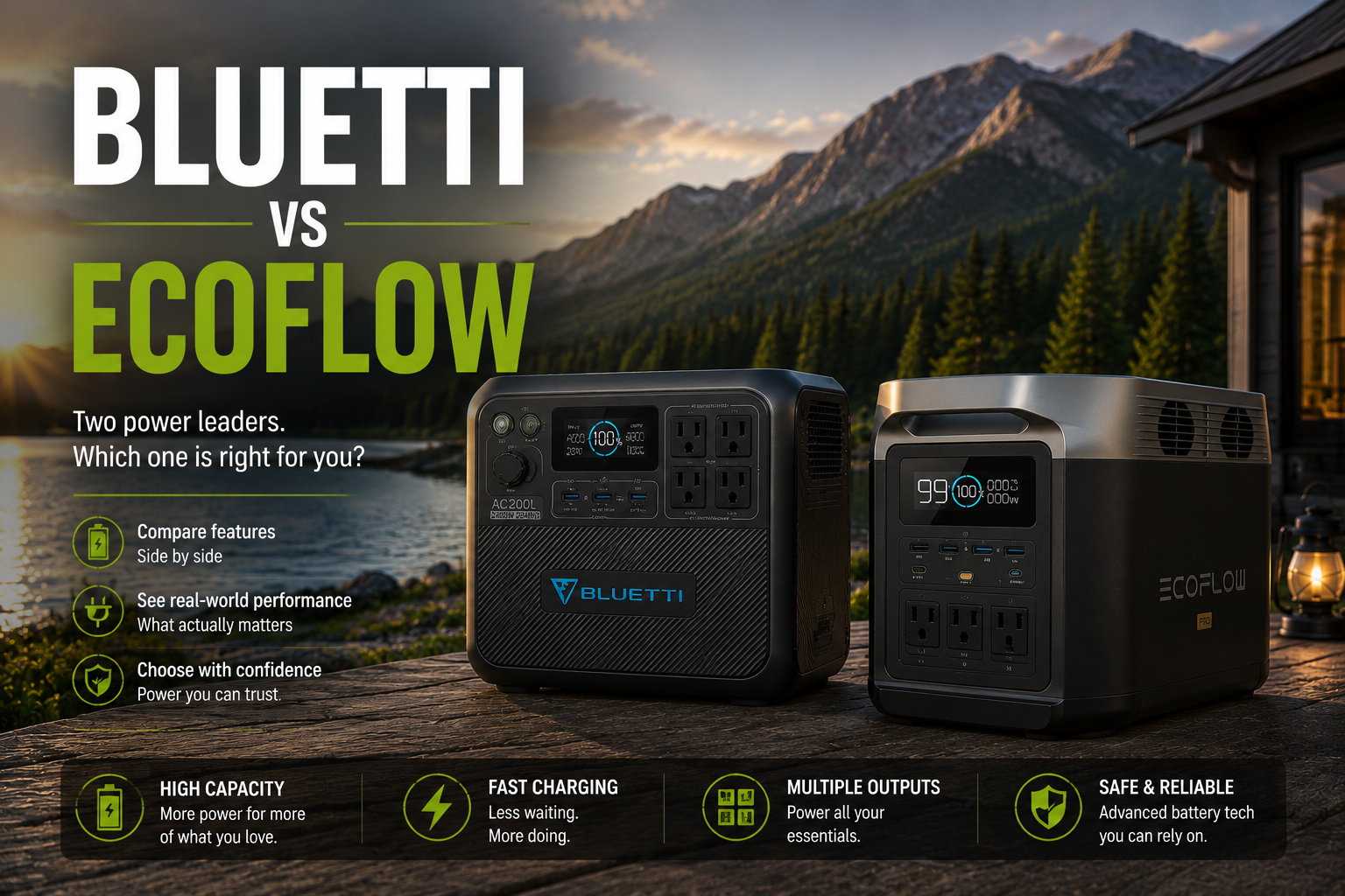 BLUETTI vs EcoFlow portable power station battery performance comparison