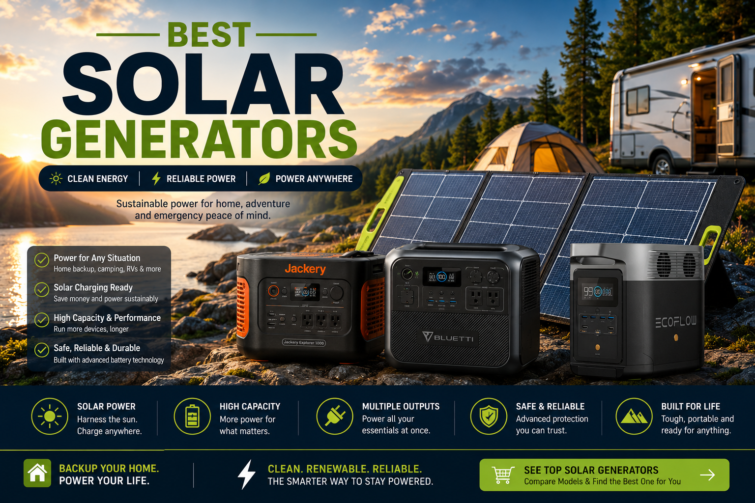 Best solar generators for reliable home backup, camping, RVs, and emergencies