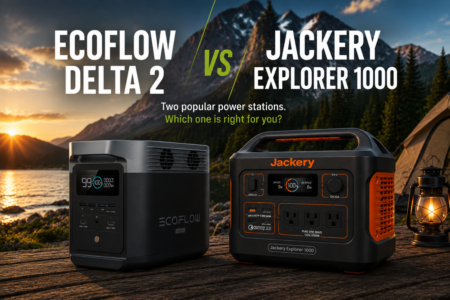 EcoFlow DELTA 2 vs Jackery Explorer 1000 portable power station comparison