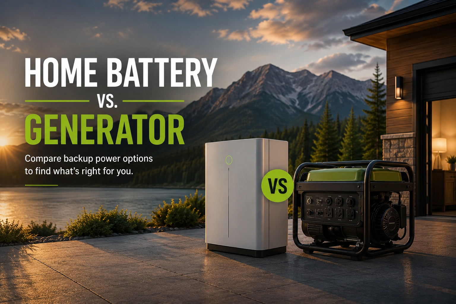 Home battery backup compared with a standby generator