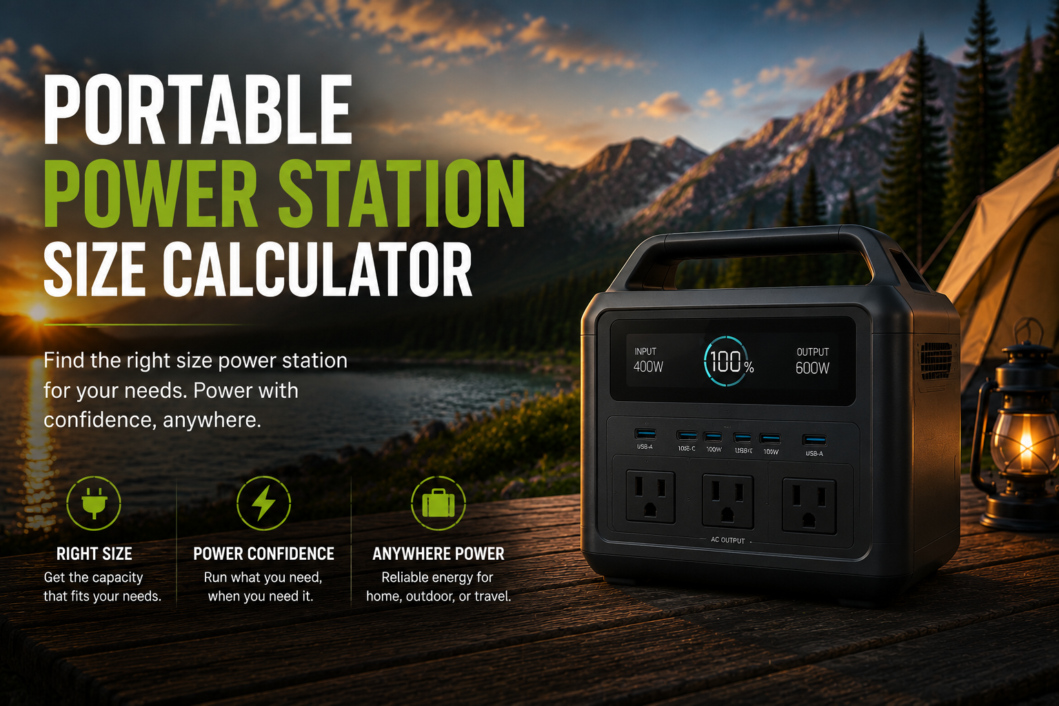 Portable power station size calculator for battery capacity and appliance runtime