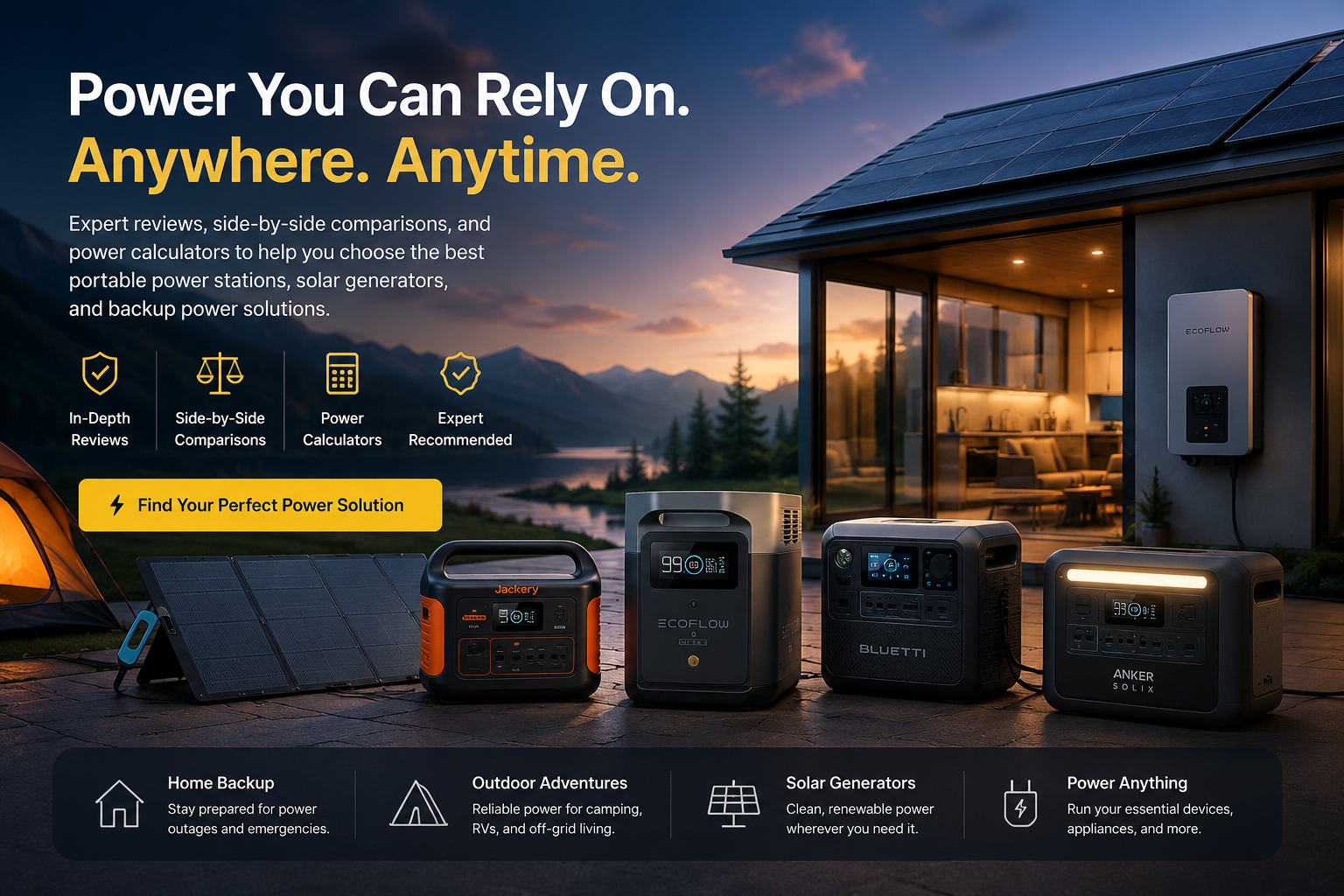 PowerGearGuide portable power stations, solar generators and home backup power buying guides